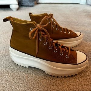 Converse Run Star Hike Platform Hi Top Sneakers Women’s 11 Nubuck Leather Fleece